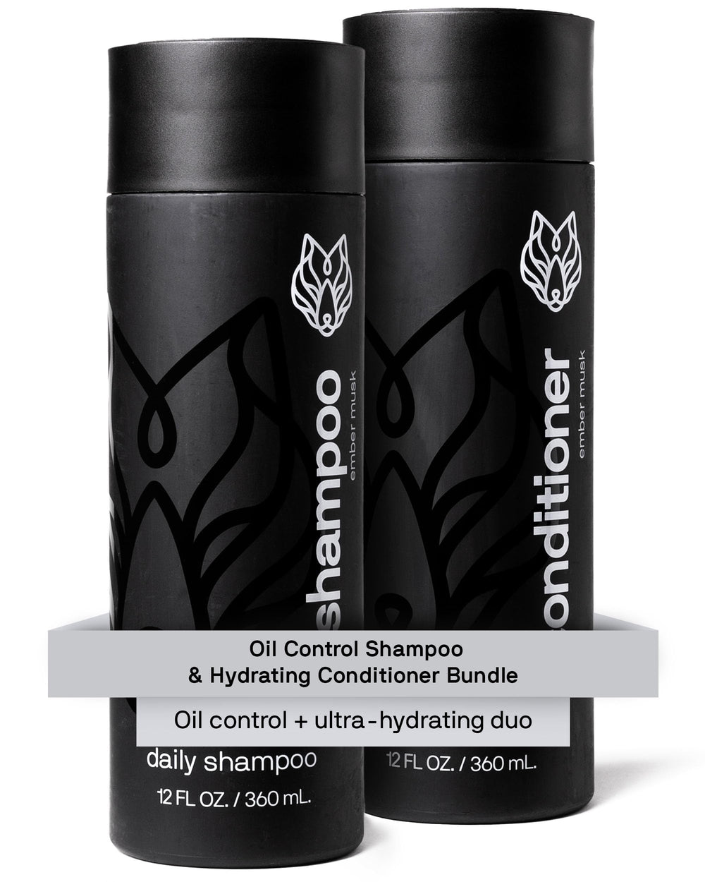 Black Wolf Oil Control Shampoo bottle 12oz cleanses scalp and controls oil.