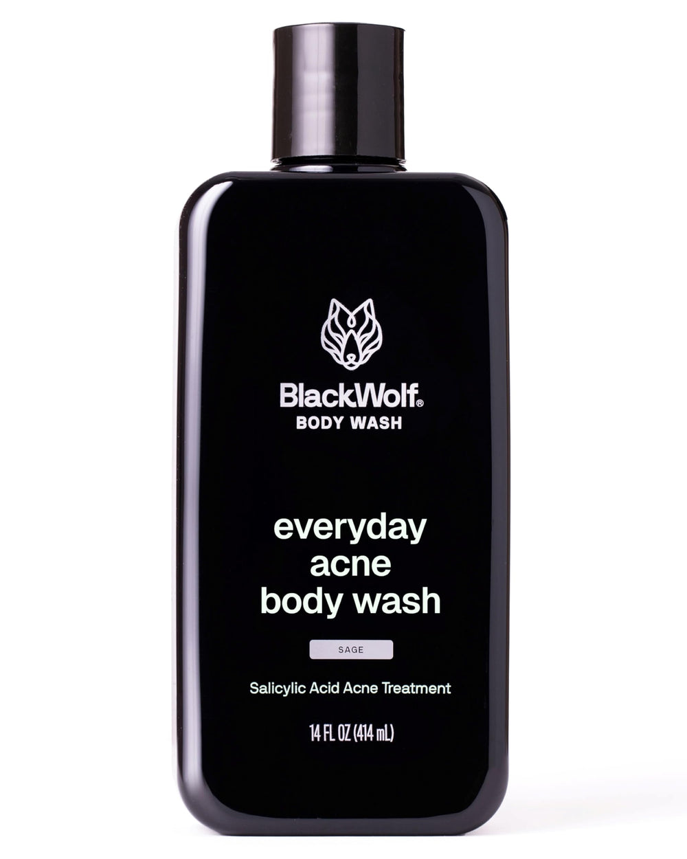 Black Wolf salicylic acid body wash bottle for deep cleansing and acne care.