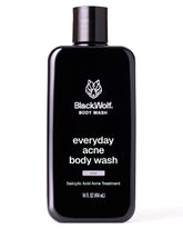 Black Wolf salicylic acid body wash bottle for deep cleansing and acne care.