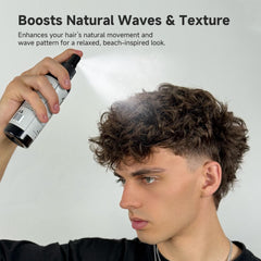 BlackMask Sea Salt Spray texture on hair with natural matte finish.