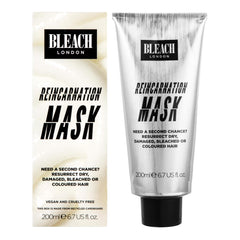 Bleach London Reincarnation Mask bottle emphasizes nutrient-rich repair for hair