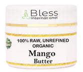 Bless International Organic Raw Mango Butter ivory close-up showcases pure, unrefined moisture.