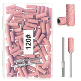 BLESWIN 100pcs small sanding bands with upgraded 3mm mandrel for precise acrylic nail shaping.