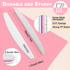 Lima de uñas BLESWIN, grano 100, ideal para superficies naturales y acrílicas.