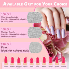 Lima de uñas BLESWIN con grano 180, perfecta para limar y dar forma suave.