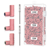 BLESWIN small sanding bands pack shows pink grit for precise nail shaping.