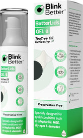 BlinkBetter BetterLids Gel bottle-pour demonstrates easy daily eyelid cleansing for refreshed eyes.
