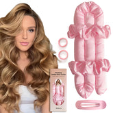 Blinkkeen jumbo heatless curler headband pink with silky satin for overnight curls