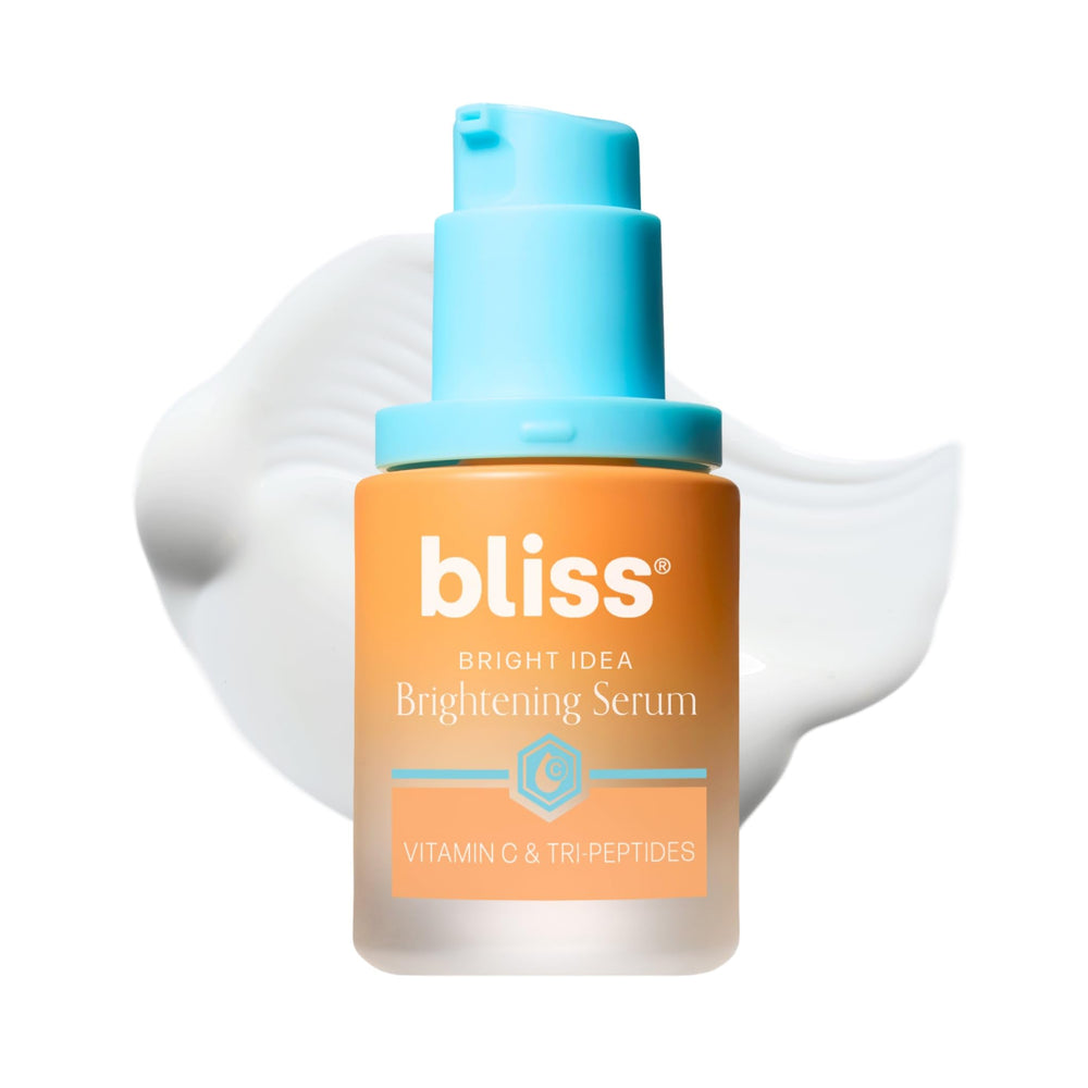Bliss Bright Idea Serum bottle closeup showing brightening glow.