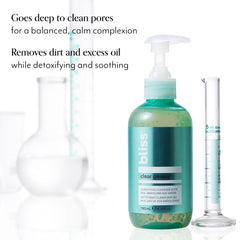 Bliss Clear Genius cleanser pump dispenses easy application for gentle cleansing