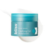 Bliss Clear Genius bottle shows lightweight, nonsticky gel for daily hydration.