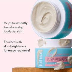 Bliss Ex-glow-sion front jar with clean vegan branding and luxe texture