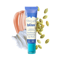 Bliss Gilmore Girls pumpkin powerhouse lip mask jar smooths and hydrates dry lips with pumpkin enzymes.