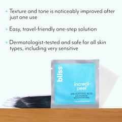 Bliss Incredi-Peel pad soaking with glycolic acid for overnight exfoliation.