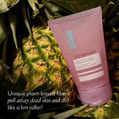 Bliss Jelly Glow Peel texture close-up emphasizes enzyme-rich formula for brighter skin