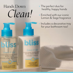 Bliss Lemon & Sage hand wash pump showing quick lather for refreshing cleanse