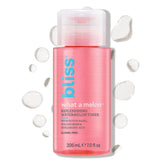 Bliss What a Melon toner bottle displaying hydrating formula for daily use