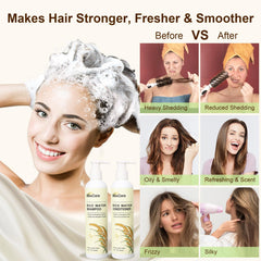 BlissCare rice water conditioner dispense action reveals smooth detangling