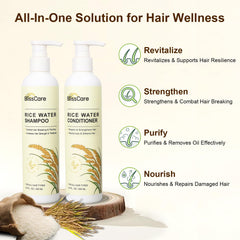 BlissCare rice water conditioner hair-smoothing application on ends for smoother look