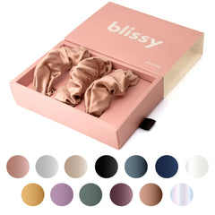 Blissy silk scrunchies rose regular pack front view shows gentle hair care