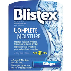 Blistex Complete Moisture lip protectant bottle close-up showing instant hydration.