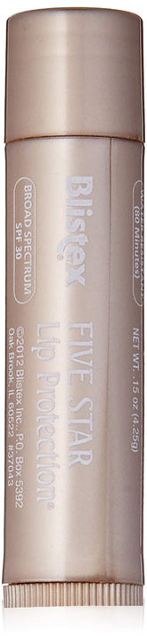 Blistex Five Star Lip Protection tube close-up showing SPF 30 lip protection for daily sun defense