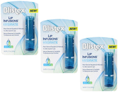 Blistex Lip Infusions Hydrate front-pack with three tubes ready for daily use