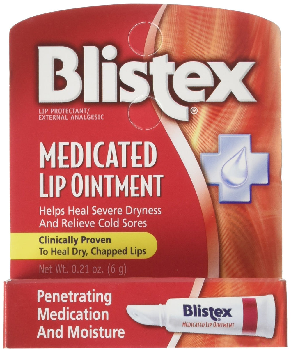 Blistex Lip Ointment pack of six tubes displayed for on-the-go lip relief and moisture.