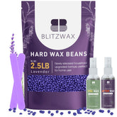 BLITZWAX lavender hard wax beads in a 2.5lb bag for at-home waxing.