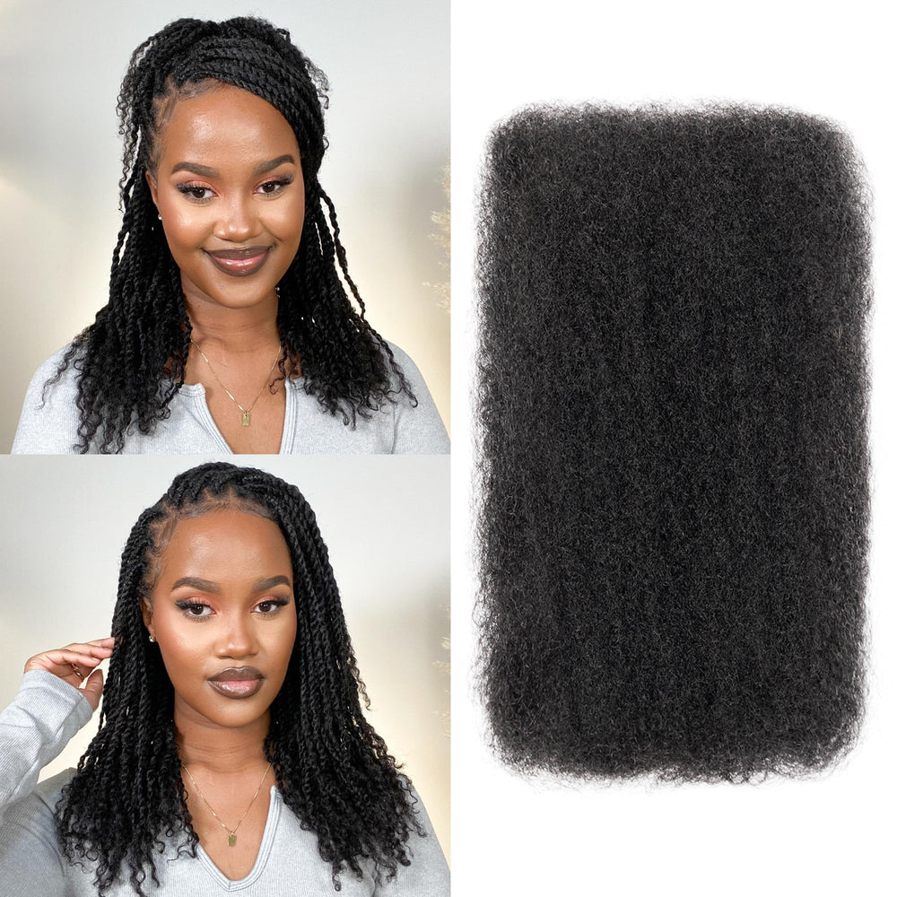 BLL Afro Kinkys bulk hair 16inch pack in 1B for quick, natural-looking extensions