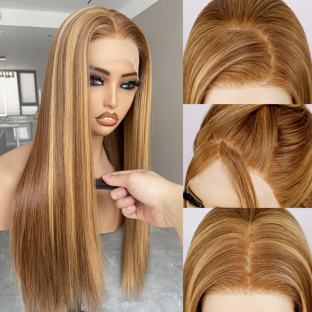 BLL Honey Blonde Wig front view shows natural pre-plucked hairline for easy wear.