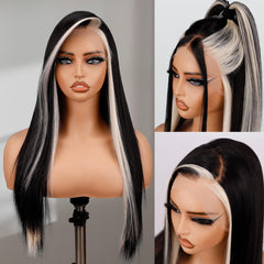 BLL Lace Front Wig Skunk Stripe side view shows seamless melt and versatile styling