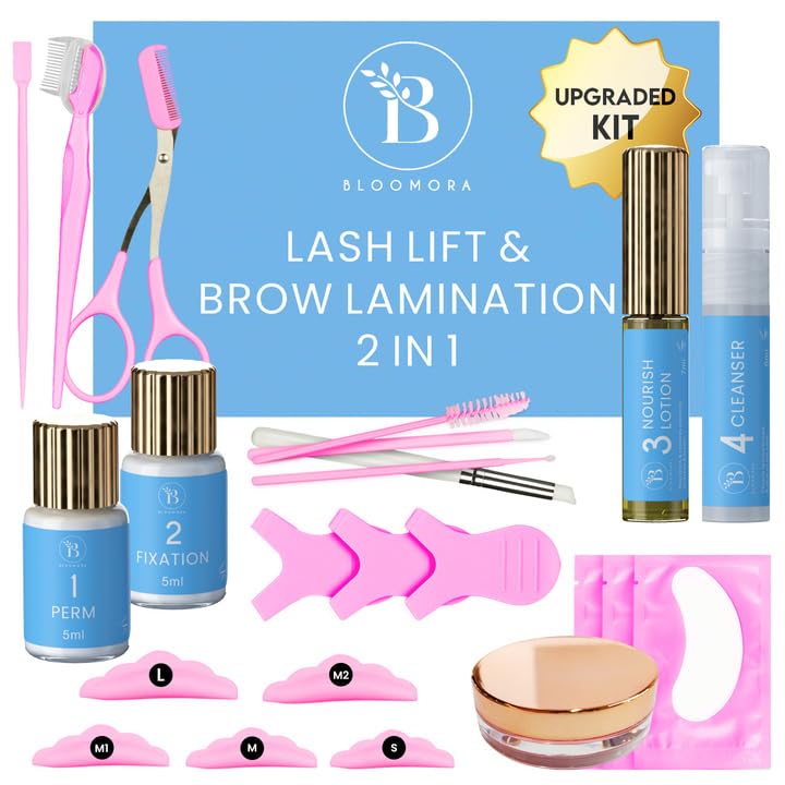 BLOOMORA Lash Lift Kit setup with all-in-one tools for at-home lash lift