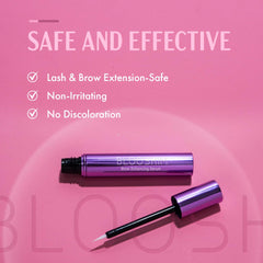 Blooskim ingredients card showing castor oil and peptides for healthier brow hairs