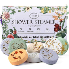 BLRIET shower-steamers-8-pack gift set in festive packaging for holidays