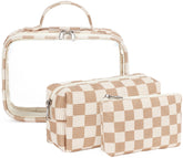 Bluboon corduroy checkered makeup bag large for organized travel.