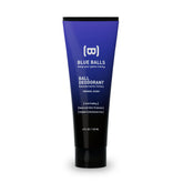 Blue Balls ball deodorant bottle being applied for all-day freshness.