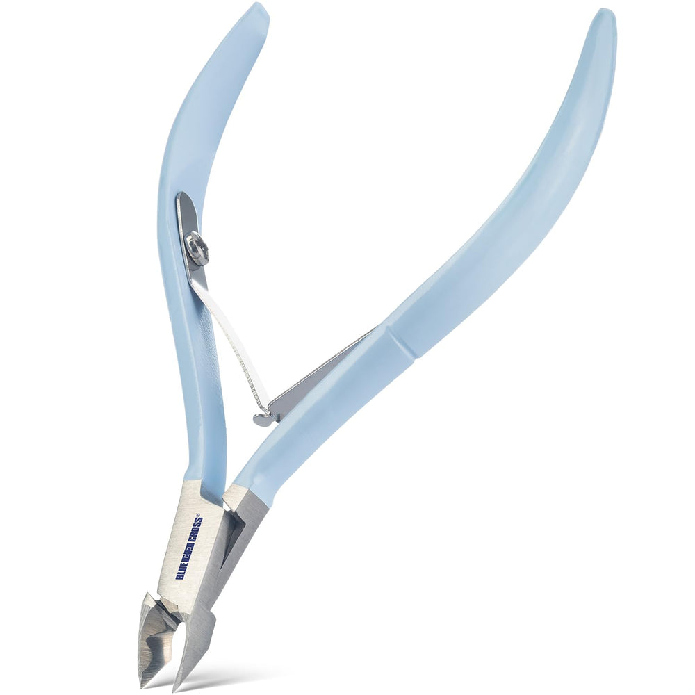 Blue Cross Cuticle Nipper front view shows precise 6mm jaw for clean trims