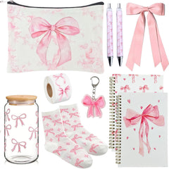 BlueRaying Coquette pink bow makeup bag with zipper keeps cosmetics organized on the go
