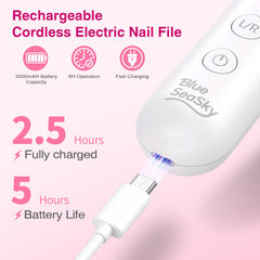 Blue Sea Sky ergonomic pink grip nail drill ensures comfortable use.