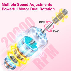 Blue Sea Sky pink nail drill with 360 LED for clear work.