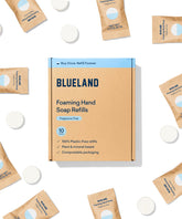 BLUELAND foaming soap refill tablets pack—fragrance-free and eco-friendly