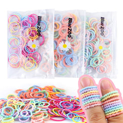 BlueZOO 300pcs elastic hair bands colorful pack for easy everyday styling.