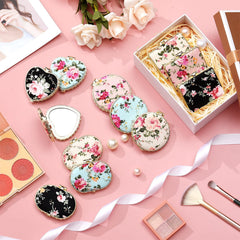 Blulu flower pocket mirror rectangle gold edge ideal for daily makeup checks.