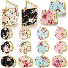 Blulu flower pocket mirror round gold edge for quick on-the-go touch-ups.