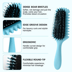 BMONATY curl brush on wet hair demonstrates tangle-free detangling and smooth glide.
