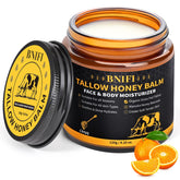 BNIFI Tallow and Honey Balm on the face hydrates and softens dry skin with citrus aroma.
