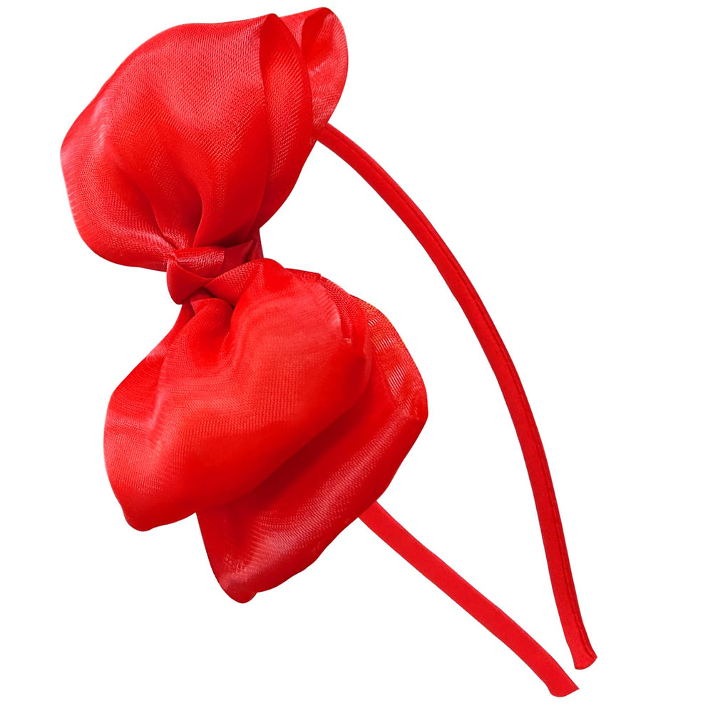 Bnikion red bow headband closeup for party-ready styling