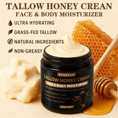BNNBRGA Tallow Honey Cream ingredients-tallow highlights grass-fed tallow with vitamins