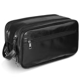 BNSPOCKET leather travel toiletry bag in hero shot with glossy finish for durable packing.